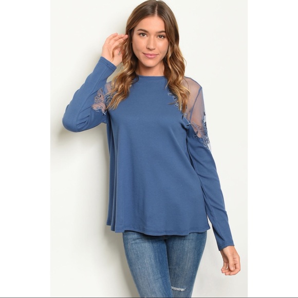 Boutique Tops - Indigo Lace Tunic